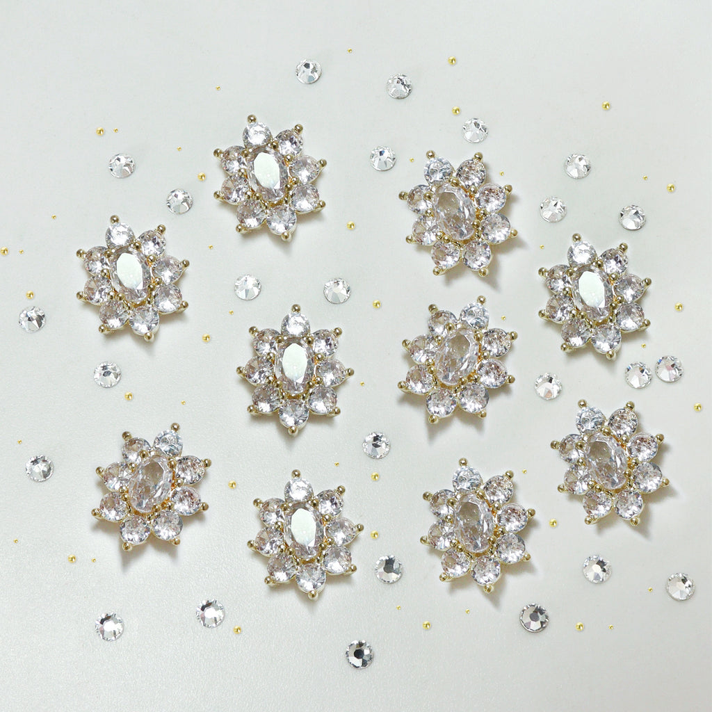 1 Set Luxury Bling Christmas Snowflakes Nails Rhinestones, Mixed Golden Beads Hexagonal Nail Crystalsbedazzled Y2K 3D Nail Decoration, Xmas Party Nail Supplies