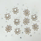 1 Set Luxury Bling Christmas Snowflakes Nails Rhinestones, Mixed Golden Beads Hexagonal Nail Crystalsbedazzled Y2K 3D Nail Decoration, Xmas Party Nail Supplies