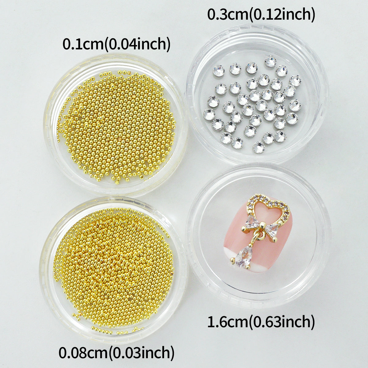 1 Set Luxury Love Heart Metal Tassel Nails Rhinestones, Bedazzled Nails Bling 3D Nail Art Charms, Mixed Golden Micro Beads Nail Gems Decoration Party&Banquet DIY Manicure Supplie