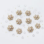 1 Set Luxury Bling Christmas Snowflakes Nails Rhinestones, Mixed Golden Beads Hexagonal Nail Crystalsbedazzled Y2K 3D Nail Decoration, Xmas Party Nail Supplies