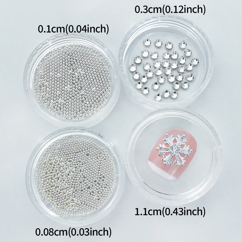 1 Set Golden Silvery Bedazzled Christmas Snowflakes Nails Rhinestones, Bling Nail Crystals, Flatback Hexagonal 3D Nail Art Decoration, Xmas Party Nail Accessories DIY  Nail Art Supplies