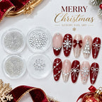 1 Set Golden Silvery Bedazzled Christmas Snowflakes Nails Rhinestones, Bling Nail Crystals, Flatback Hexagonal 3D Nail Art Decoration, Xmas Party Nail Accessories DIY  Nail Art Supplies