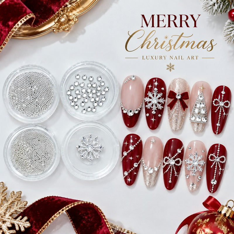 1 Set Golden Silvery Bedazzled Christmas Snowflakes Nails Rhinestones, Bling Nail Crystals, Flatback Hexagonal 3D Nail Art Decoration, Xmas Party Nail Accessories DIY  Nail Art Supplies