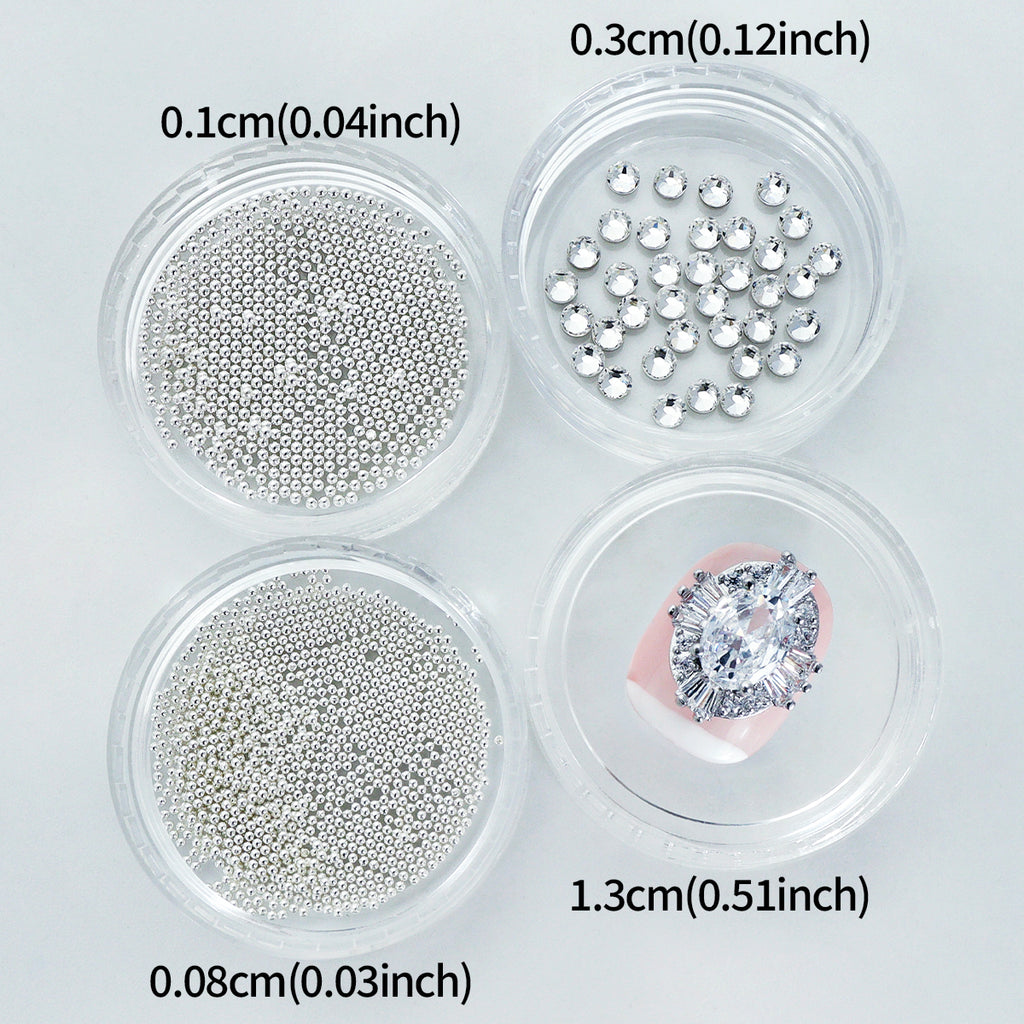 1 Set Silvery Sparkling Nail Rhinestones Kawaii 3D Nail Art Decoration, Party Nail Accessories DIY Christmas Manicure Decoration, Nail Art Supplies