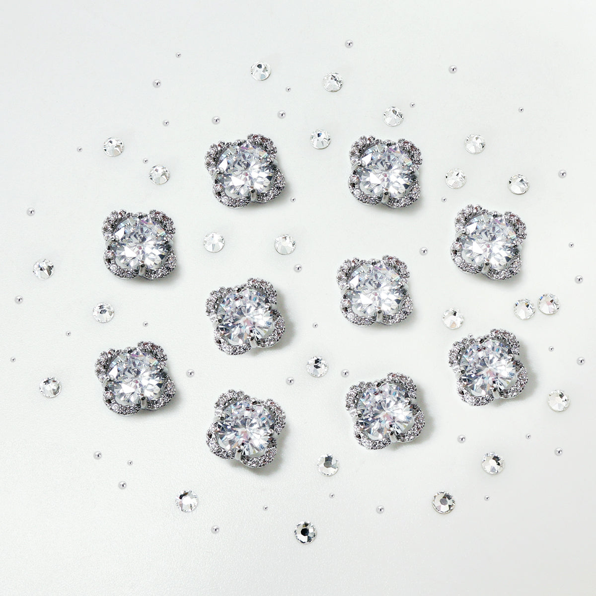 1 Set Luxury Bling Nails Rhinestones Kit, Mixed Silver Beads Flat Bottom Rhinestones Nail Art Decorations, Sparkling Square Nail Crystalsm，palace Style  3D Nail Accessories, Y2K DIY Manicure Supplies