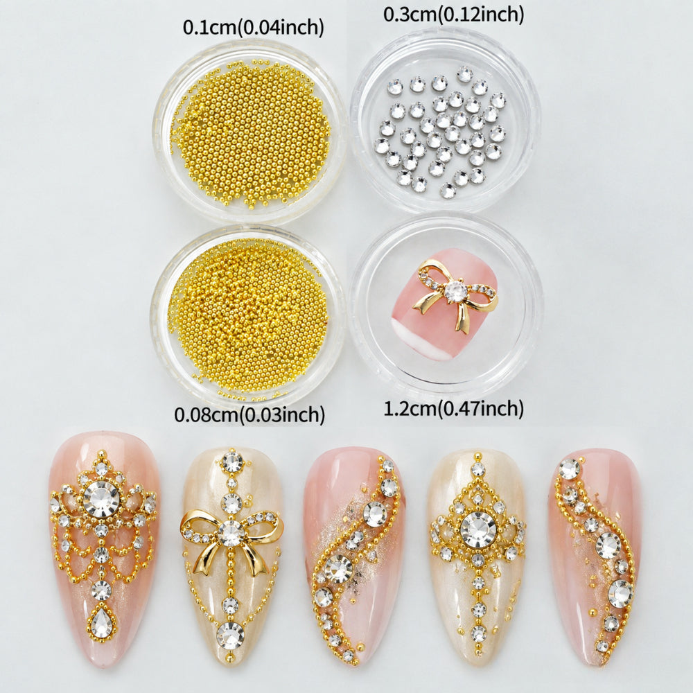 1 Set 3D Luxurious Bow Bedazzled Nails Rhinestone, Alloy Metal Nail  Art Decorations Baroque Vintage Style, Multi-Size Beads Bling Nail Gems DIY Manicure Supplies for Women &girls,  Party Glamorous Nails, Banquet  Elegant Embellishments Nail Charms