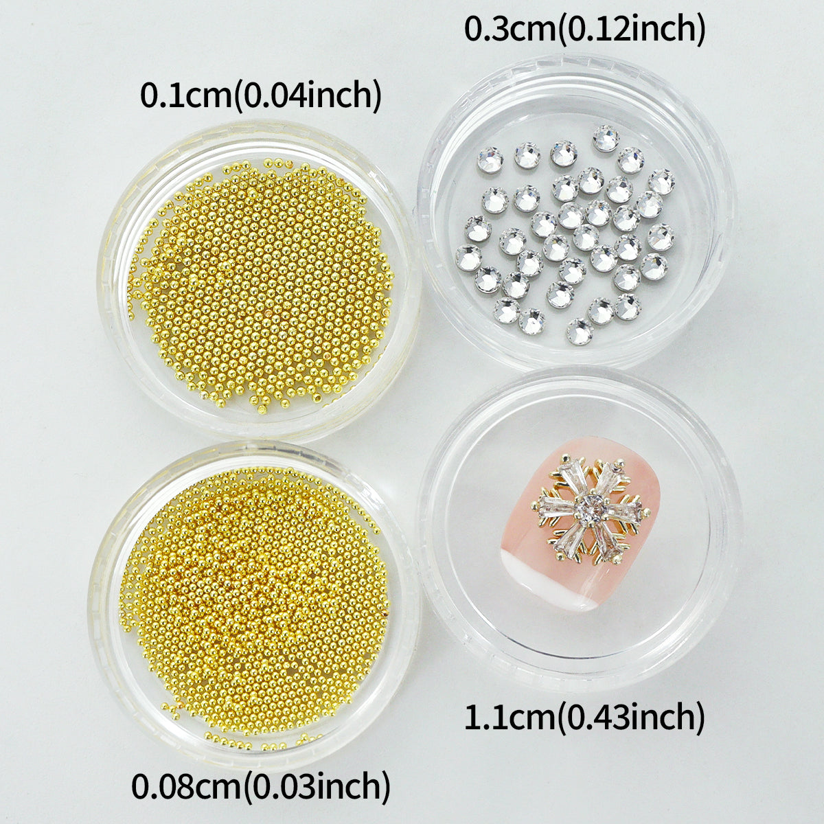 1 Set Luxury Bling Christmas Snowflakes Nails Rhinestones, Mixed Golden Beads Hexagonal Nail Crystalsbedazzled Y2K 3D Nail Decoration, Xmas Party Nail Supplies