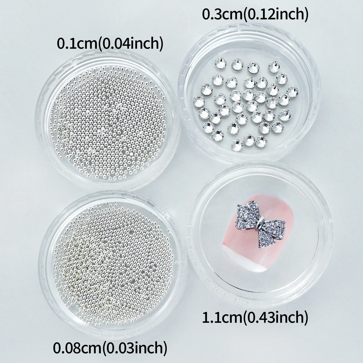 1 Set Luxury Bling Bow Nails Rhinestones, Mixed Silver Beads Flat Bottom Rhinestones Nail Art Decorations, Sparkling Bow Tie Nail Crystalsm，palace Style  3D Nail Accessories, Party&Banquet DIY Manicure Supplie