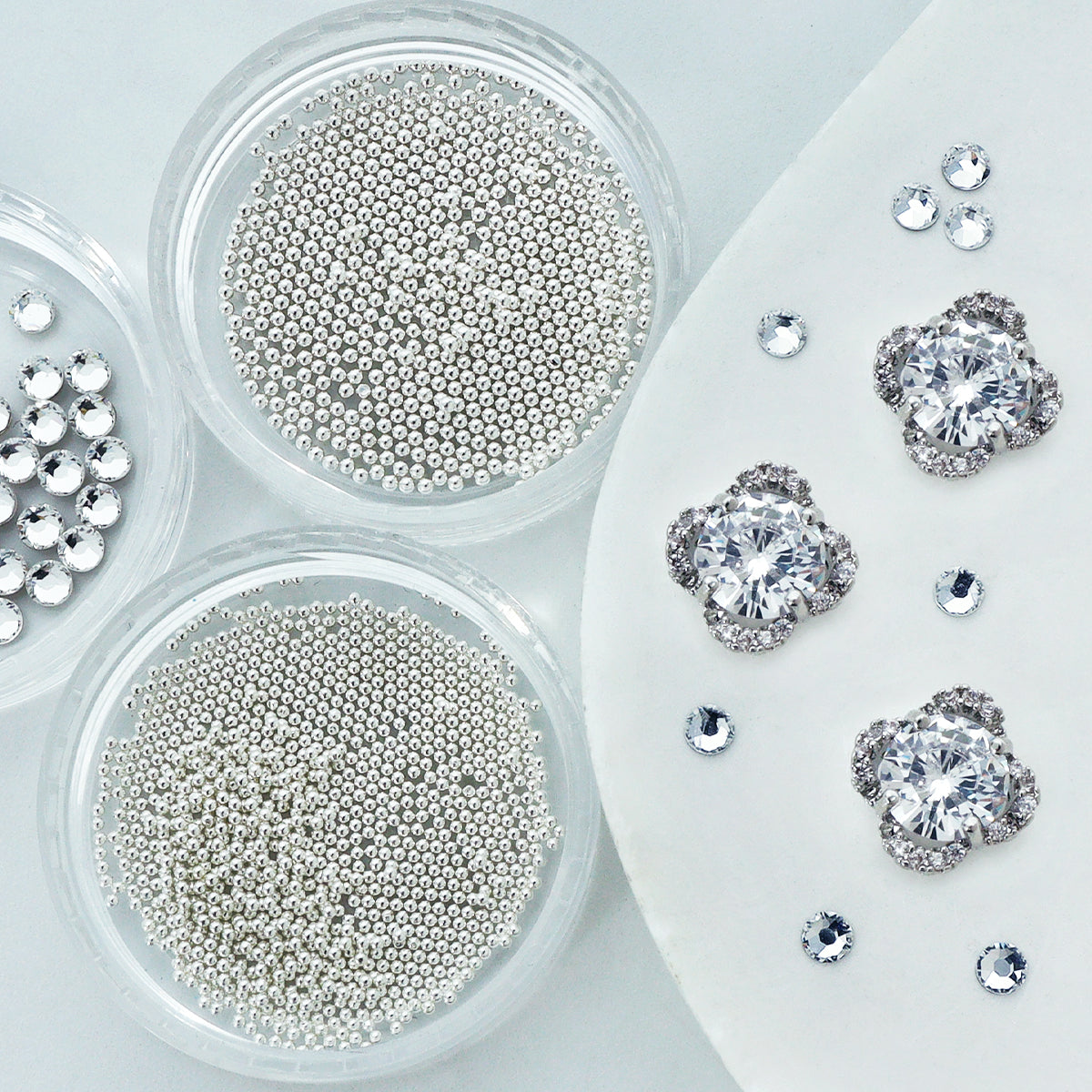 1 Set Luxury Bling Nails Rhinestones Kit, Mixed Silver Beads Flat Bottom Rhinestones Nail Art Decorations, Sparkling Square Nail Crystalsm，palace Style  3D Nail Accessories, Y2K DIY Manicure Supplies