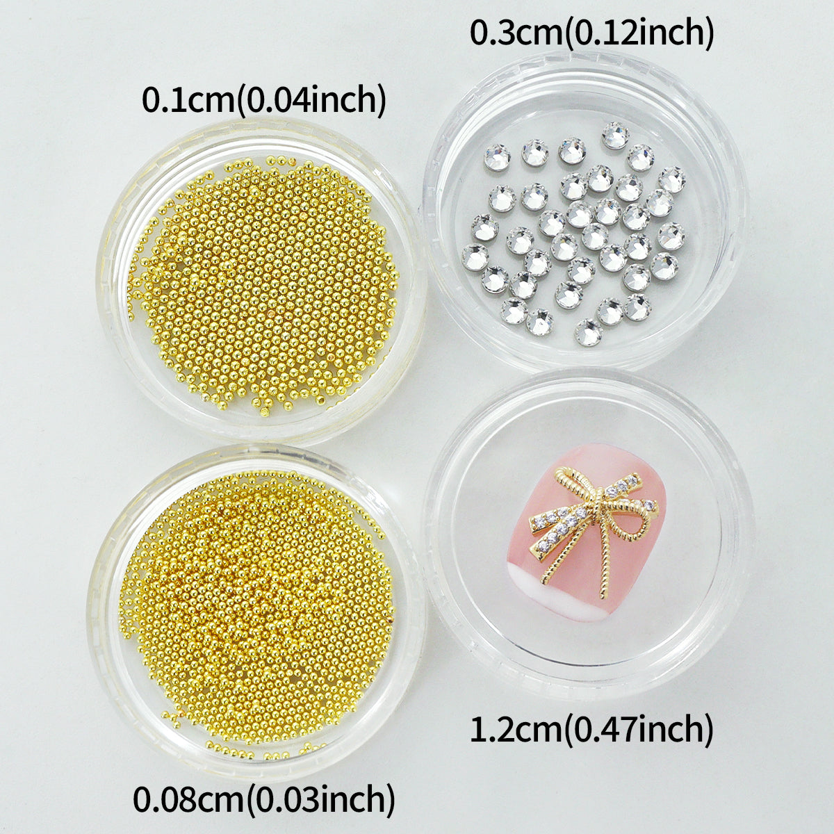 1 Set Luxury Metal Bow Bedazzled Nails Rhinestones,Christmas Bling Nail Crystals 3D Nail Art Charms, Mixed Golden Micro Beads Nail Gems Decoration, Xmas Party&Banquet DIY Manicure Supplie,Nail Parts for Girls and Women