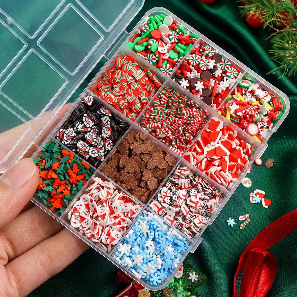 1 Box Christmas Nail Art Decoration Set,  Mixed Gingerbread Man Snowflake Santa Sprinkles for DIY Manicure, Resin Craft, Winter Holiday Decoration