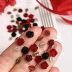 50pcs Kawaii Rose Nail Charms Valentine's Day Decorations, Camellia Nail Parts, Leaf Nail Supplies & Accessories for Fashion Manicure DIY Women's Nail Salon Design