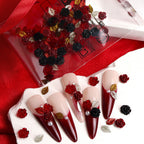 50pcs Kawaii Rose Nail Charms Valentine's Day Decorations, Camellia Nail Parts, Leaf Nail Supplies & Accessories for Fashion Manicure DIY Women's Nail Salon Design
