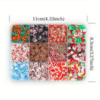 1 Box Christmas Nail Art Decoration Set,  Mixed Gingerbread Man Snowflake Santa Sprinkles for DIY Manicure, Resin Craft, Winter Holiday Decoration