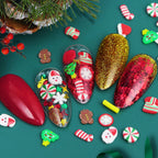 1 Box Christmas Nail Art Decoration Set,  Mixed Gingerbread Man Snowflake Santa Sprinkles for DIY Manicure, Resin Craft, Winter Holiday Decoration