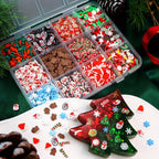 1 Box Christmas Nail Art Decoration Set,  Mixed Gingerbread Man Snowflake Santa Sprinkles for DIY Manicure, Resin Craft, Winter Holiday Decoration