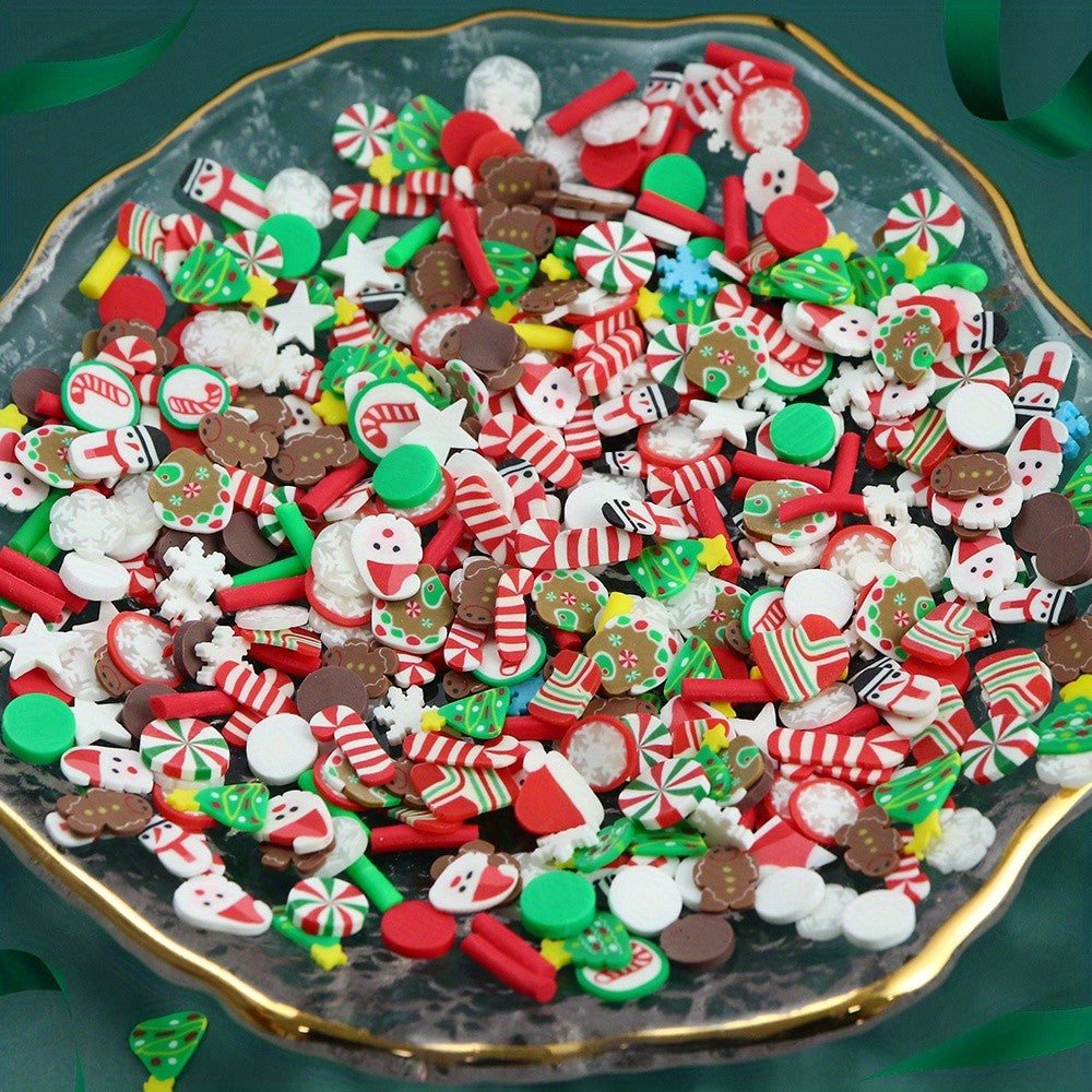 1 Box Christmas Nail Art Decoration Set,  Mixed Gingerbread Man Snowflake Santa Sprinkles for DIY Manicure, Resin Craft, Winter Holiday Decoration