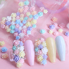 50pcs Kawaii Rose Nail Charms Valentine's Day Decorations, Camellia Nail Parts, Leaf Nail Supplies & Accessories for Fashion Manicure DIY Women's Nail Salon Design