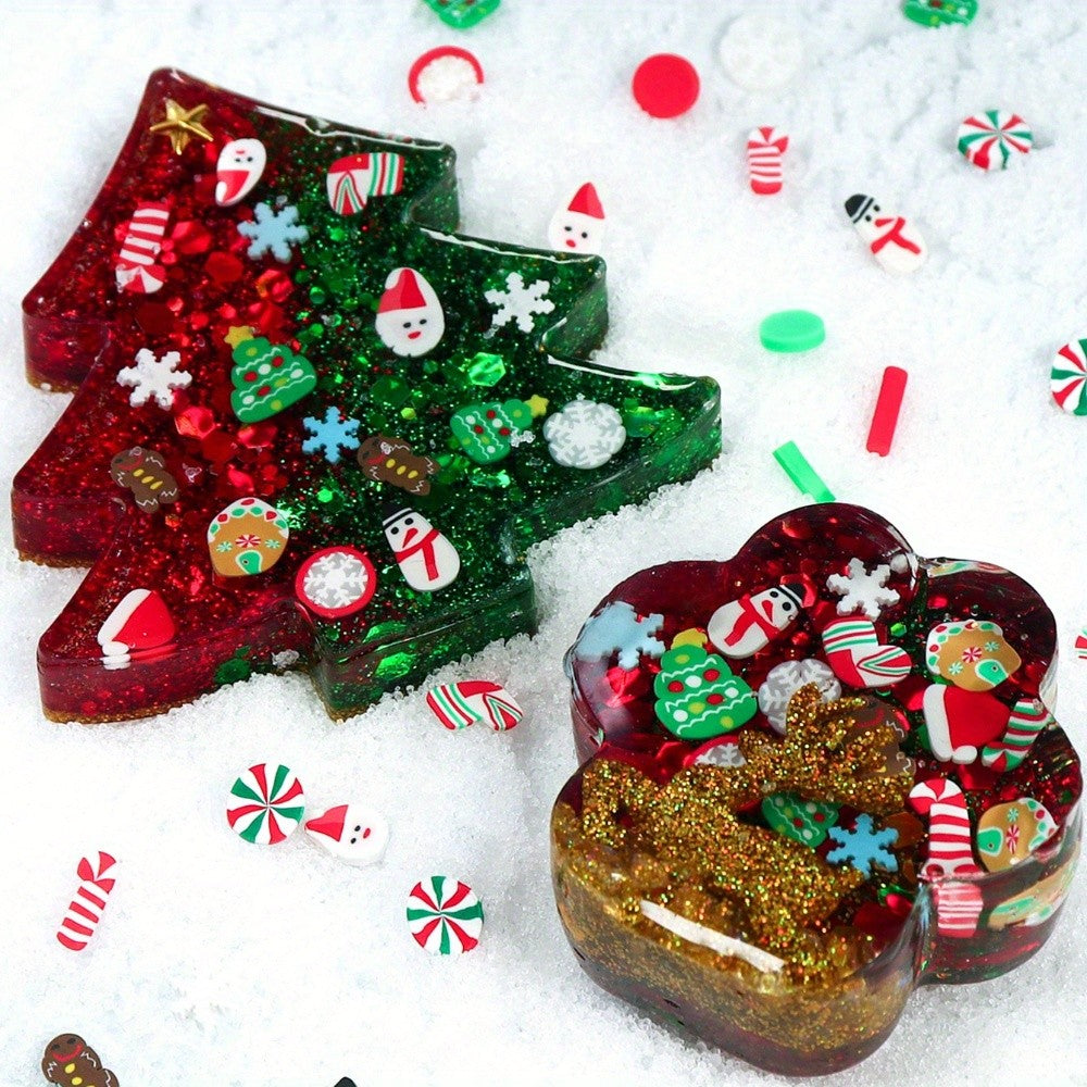 1 Box Christmas Nail Art Decoration Set,  Mixed Gingerbread Man Snowflake Santa Sprinkles for DIY Manicure, Resin Craft, Winter Holiday Decoration