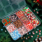 1 Box Christmas Nail Art Decoration Set,  Mixed Gingerbread Man Snowflake Santa Sprinkles for DIY Manicure, Resin Craft, Winter Holiday Decoration