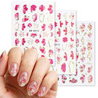 3pcs/set 3D Relief Golden-edged Floral Petal Sticker, Summer Floral Nail Art Sticker Self-Adhesive Decals DIY Nail Decoration, for Women's Nail Supplies