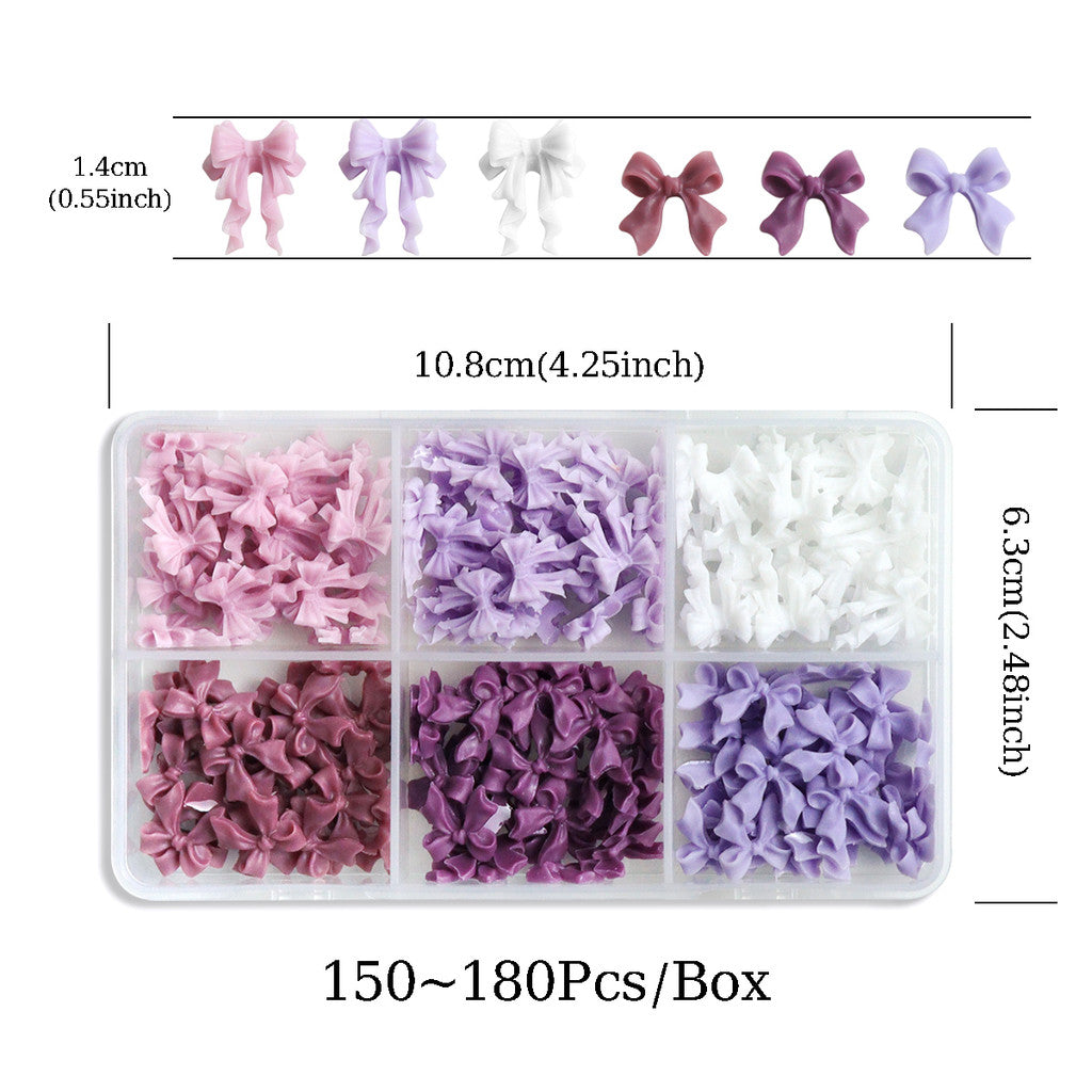 1 Box Purple Bow-Knot Nail Decoration - 3D Bow-Knot Nail Charms Set - 3D Ribbon Nail Design,  Nail Art Supplies