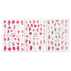 3pcs/set 3D Relief Golden-edged Floral Petal Sticker, Summer Floral Nail Art Sticker Self-Adhesive Decals DIY Nail Decoration, for Women's Nail Supplies