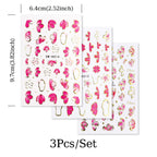 3pcs/set 3D Relief Golden-edged Floral Petal Sticker, Summer Floral Nail Art Sticker Self-Adhesive Decals DIY Nail Decoration, for Women's Nail Supplies
