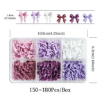 1 Box Purple Bow-Knot Nail Decoration - 3D Bow-Knot Nail Charms Set - 3D Ribbon Nail Design,  Nail Art Supplies