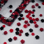 100PCS Cool Dark Red‑Black 3D Rose Resin Nail Charms, Gothic Retro Mixed Nail Decorations, DIY Press On Nail Accessories, Women Manicure Salon Nail Art Supplies