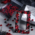 100PCS Cool Dark Red‑Black 3D Rose Resin Nail Charms, Gothic Retro Mixed Nail Decorations, DIY Press On Nail Accessories, Women Manicure Salon Nail Art Supplies