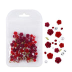 50pcs Red Rose Nail Charms , 3D Resin Flower Nail Decorations with Rhinestones & Pearls, Y2K Romantic Gothic DIY Nail Salon Supplies