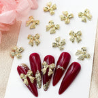 20Pcs Gold Silver Bow Nail Art Charms Kawaii 3D Metal Ribbon Bowknot Nail Decoration Accessories DIY Valentine's Day Manicure Decoration, Nail art Supplies