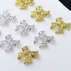 20Pcs Gold Silver Bow Nail Art Charms Kawaii 3D Metal Ribbon Bowknot Nail Decoration Accessories DIY Valentine's Day Manicure Decoration, Nail art Supplies