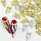 20Pcs Gold Silver Bow Nail Art Charms Kawaii 3D Metal Ribbon Bowknot Nail Decoration DIY Nail art Supplies
