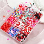 1Box Red Lips Love Heart Nail Art Flakes Mixed Style, 3D Nail Art DIY Design Decoration Women's Nail Art Salon Supplies