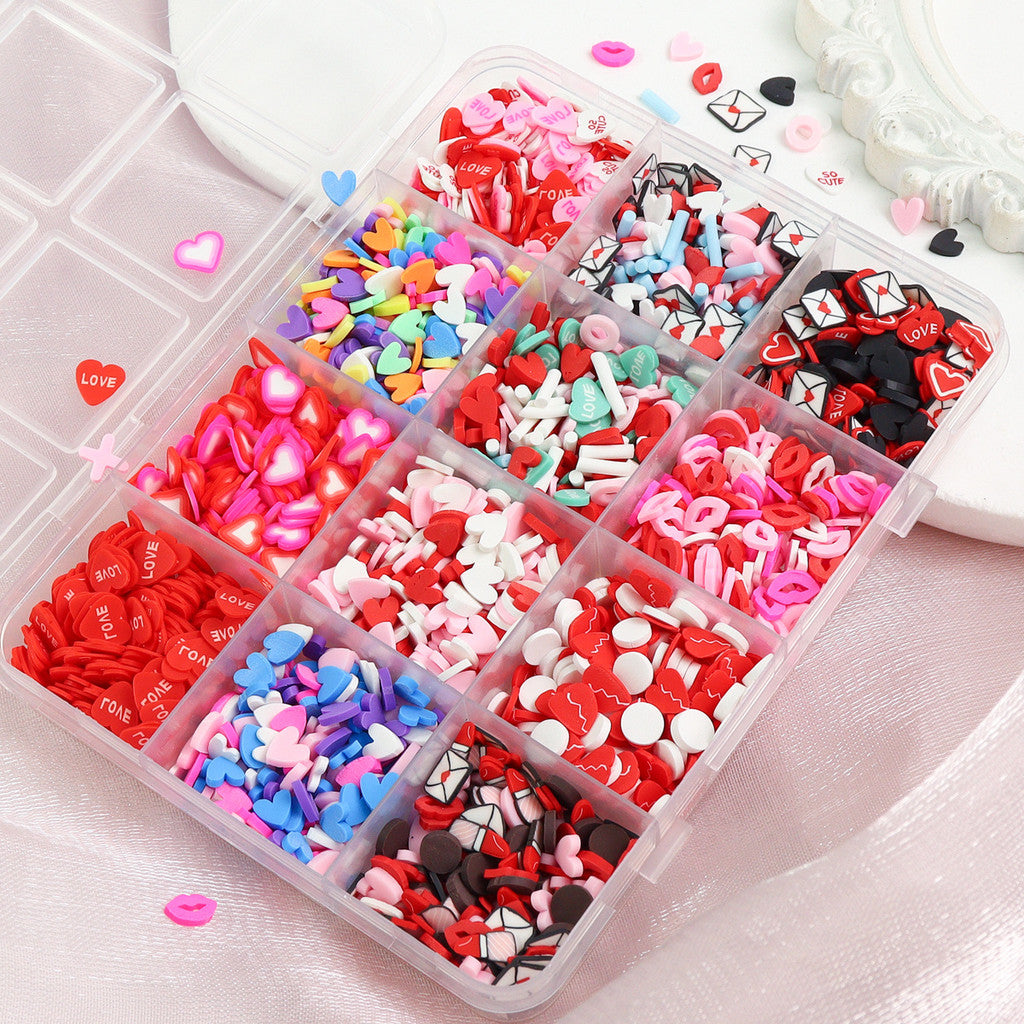 1Box Red Lips Love Heart Nail Art Flakes Mixed Style, 3D Nail Art DIY Design Decoration Women's Nail Art Salon Supplies