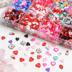 1Box Red Lips Love Heart Nail Art Flakes Mixed Style, 3D Nail Art DIY Design Decoration Women's Nail Art Salon Supplies