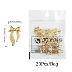 20Pcs Gold Silver Bow Nail Art Charms Kawaii 3D Metal Ribbon Bowknot Nail Decoration DIY Nail art Supplies