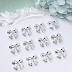 20Pcs Gold Silver Bow Nail Art Charms Kawaii 3D Metal Ribbon Bowknot Nail Decoration Accessories DIY Valentine's Day Manicure Decoration, Nail art Supplies
