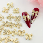20Pcs Gold Silver Bow Nail Art Charms Kawaii 3D Metal Ribbon Bowknot Nail Decoration Accessories DIY Valentine's Day Manicure Decoration, Nail art Supplies