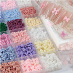 24 Grid Multi-color 3D Bow Nail Charms Matte Resin Mini Bowknot DIY Press On Nail Parts Sweet Girl Manicure Accessories For Wedding Dating Daily Nail Art