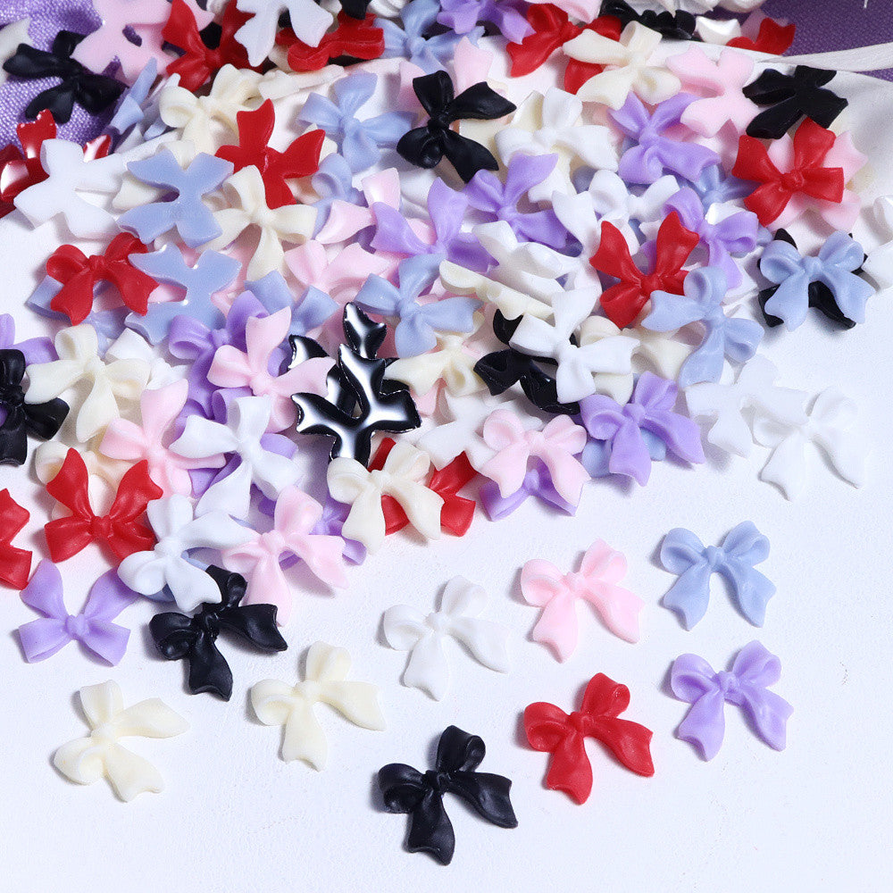 100pcs/bag  Mixed‑Color Mini Ribbon Bow Nail Charms Multi‑Color 3D Resin Nail Art DIY Decor Accessories