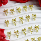 20Pcs Gold Silver Bow Nail Art Charms Kawaii 3D Metal Ribbon Bowknot Nail Decoration DIY Nail art Supplies