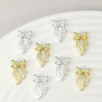 20Pcs Gold Silver Bow Nail Art Charms Kawaii 3D Metal Ribbon Bowknot Nail Decoration DIY Nail art Supplies