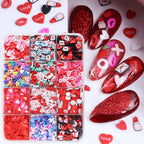 1Box Red Lips Love Heart Nail Art Flakes Mixed Style, 3D Nail Art DIY Design Decoration Women's Nail Art Salon Supplies