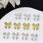 20Pcs Gold Silver Bow Nail Art Charms Kawaii 3D Metal Ribbon Bowknot Nail Decoration Accessories DIY Valentine's Day Manicure Decoration, Nail art Supplies