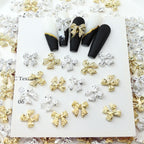20Pcs Gold Silver Bow Nail Art Charms Kawaii 3D Metal Ribbon Bowknot Nail Decoration Accessories DIY Valentine's Day Manicure Decoration, Nail art Supplies