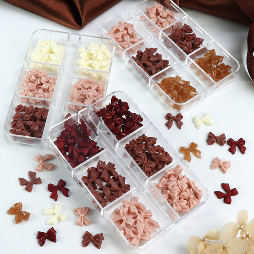 1 Box Autumn Resin Bow Nail Decorations, Elegant Fall Fashion Accessories, for Women's DIY Nail Art Crafting, Nail Art Embellishments, Nail Charms, Jewelry DIY Crafts