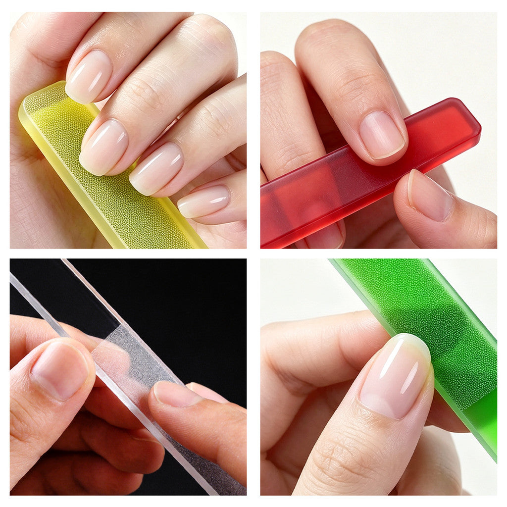4pcs Professional Nano Glass Nail File,with Transparent Crystal Polish Blocks and Storage Box for DIY Manicure Tools, Nail Care Accessories, Nail Tools